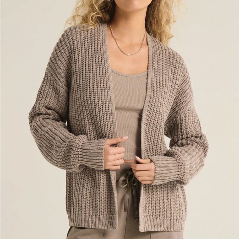 Z Supply SUTTON RIB CARDIGAN / HEATHER TAUPE